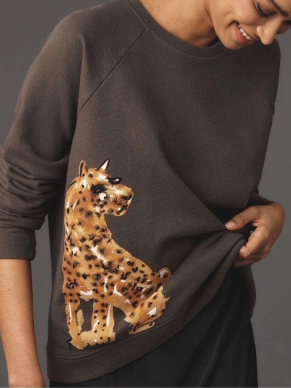 🐆 Anthropologie LouLou Leopard Crewneck sweatshirt Sweater XS